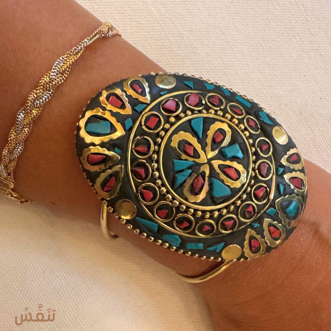 Gold plated stone studded Bangle
