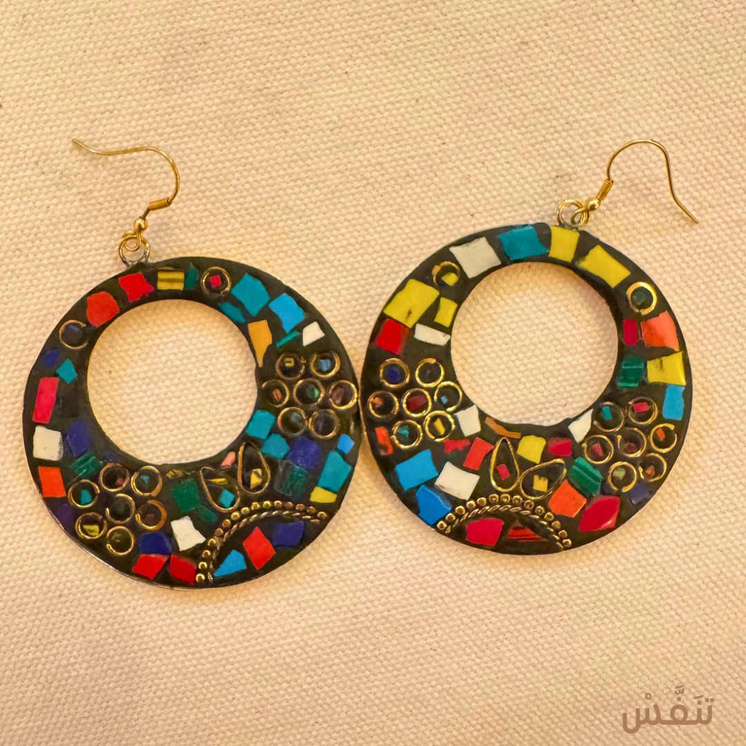 Coral Stone Gold Plated Napali Earrings