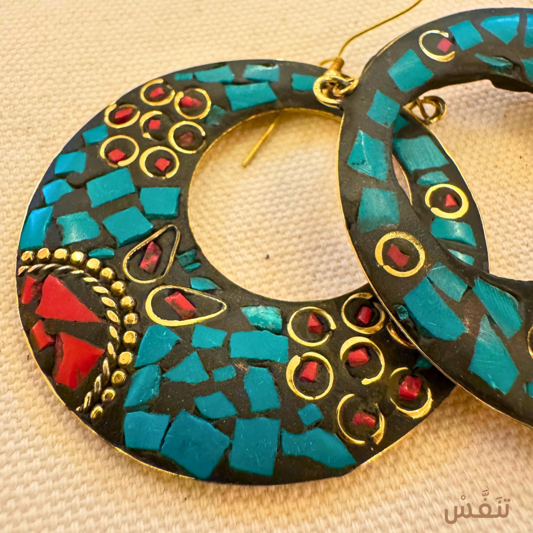 Coral Stone Gold Plated Napali Earrings