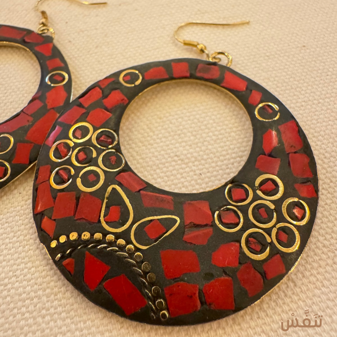 Coral Stone Gold Plated Napali Earrings