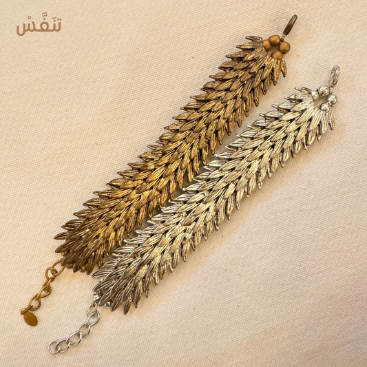 Antique Gold Overlapping Leaf Bracelet
